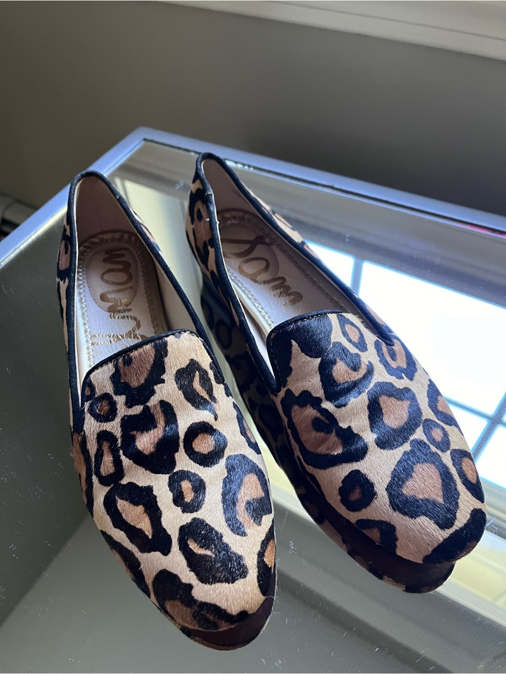 Sam Edelman Leopard Print genuine leather Slip-On Loafers in Brown sz 5.5